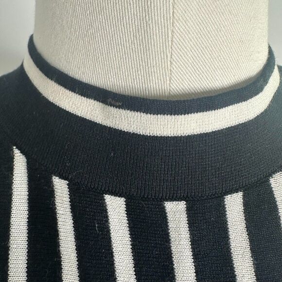 Rag & Bone Silk Cotton Stripe Knit Tank L Sleeveless Mock Neck Minimalist Mod - Picture 5 of 9